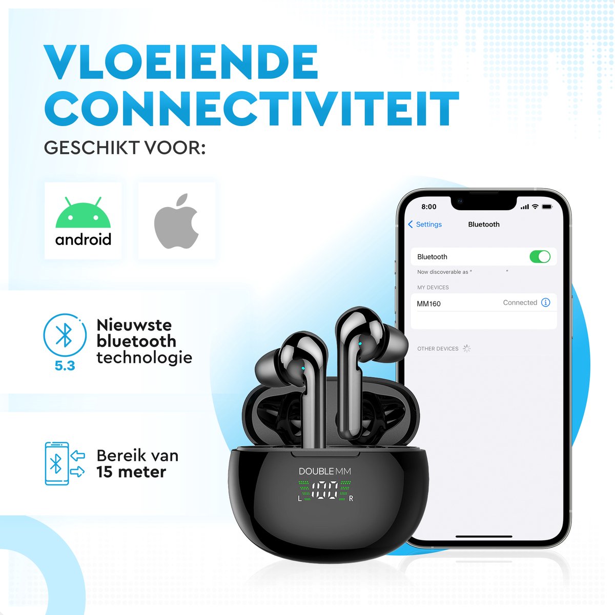 DOUBLE MM Bluetooth Draadloze Oordopjes