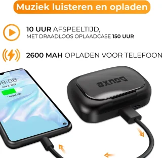 Douxe TWS+ F8 True Wireless Oordopjes Zwart