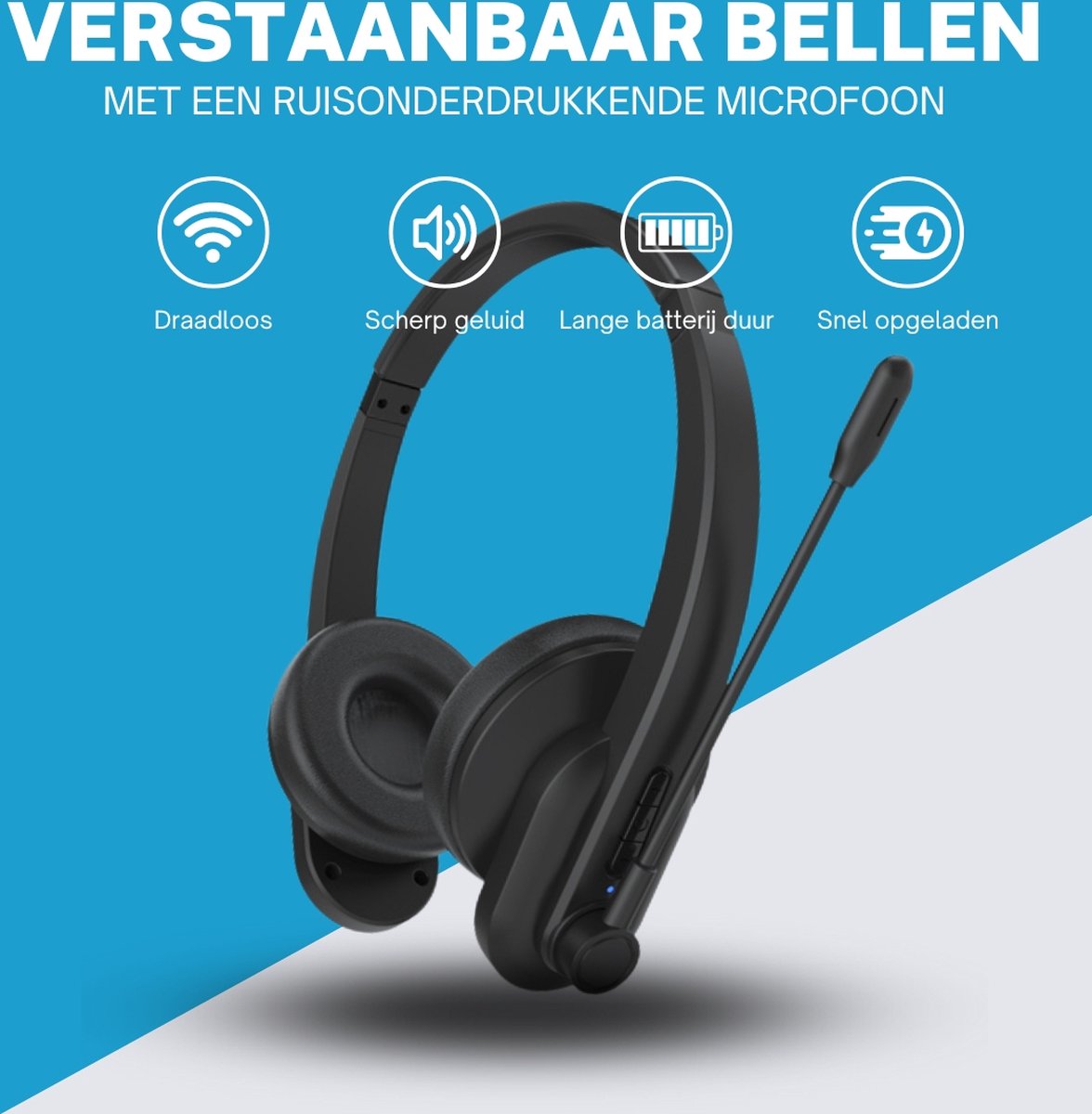 Draadloze Bluetooth Headset met Microfoon voor Laptop, PC en Telefoon