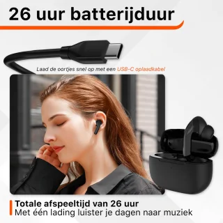 Draadloze Oordopjes Bluetooth 5.2 Zwart