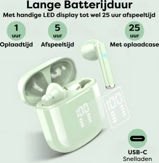 Draadloze Oordopjes Bluetooth 5.3 Groen