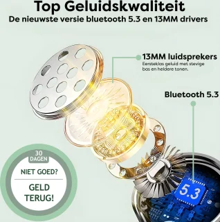Draadloze Oordopjes Bluetooth 5.3 Groen