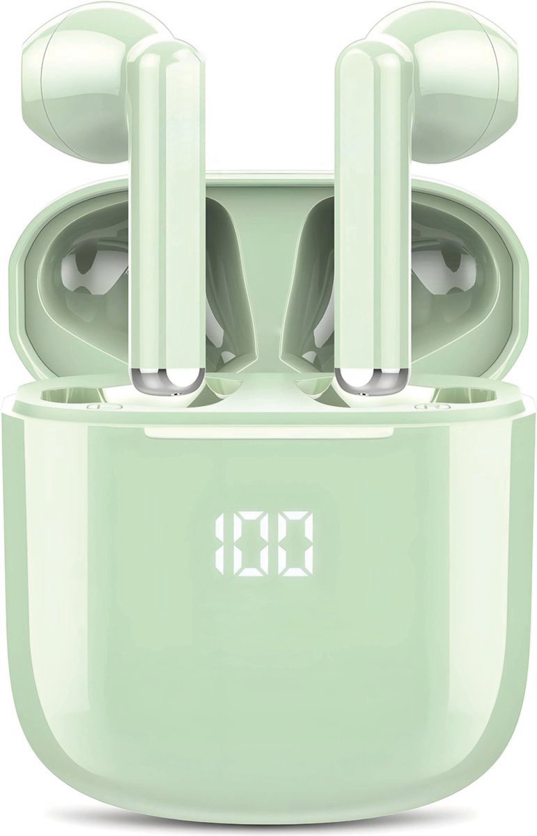 Draadloze Oordopjes Bluetooth Groen Noise Cancelling Microfoon