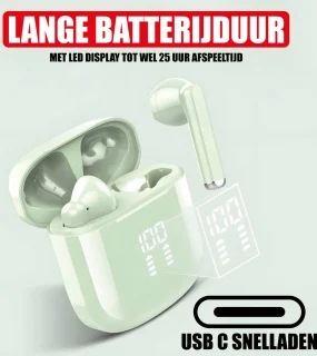 Draadloze Oordopjes Bluetooth Groen Noise Cancelling Microfoon
