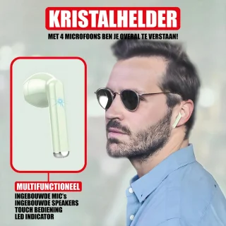 Draadloze Oordopjes Bluetooth Groen Noise Cancelling Microfoon
