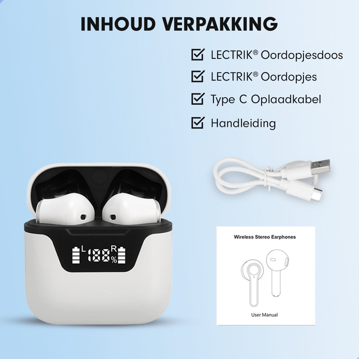 Draadloze Oordopjes Bluetooth Wit