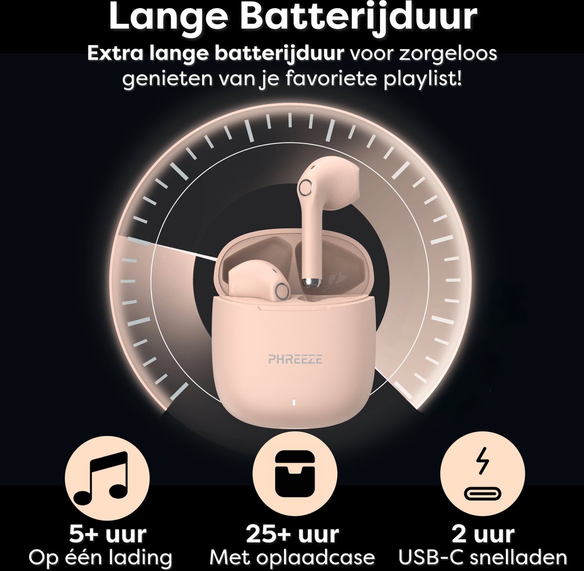Wat vinden we goed aan de Draadloze Oortjes Bluetooth 5.0 Roze Goud Earbuds
