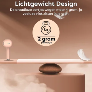Draadloze Oortjes Bluetooth 5.0 Roze Goud Earbuds