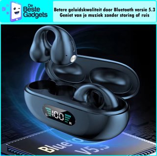 Draadloze Sport Oordopjes met Oorclip Zwart Bluetooth 5.3