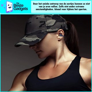 Draadloze Sport Oordopjes met Oorclip Zwart Bluetooth 5.3