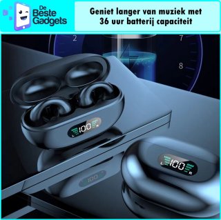 Draadloze Sport Oordopjes met Oorclip Zwart Bluetooth 5.3