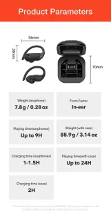 DrPhone DualTune Bluetooth 5.0 Draadloze Sport Oordoppen Zwart