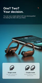 DrPhone DualTune Bluetooth 5.0 Draadloze Sport Oordoppen Zwart