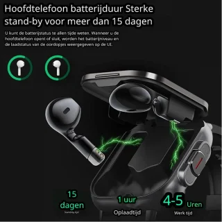 DrPhone DualX Duo2 Smartwatch - Zwart