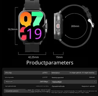 DrPhone DualX Duo2 Smartwatch - Zwart