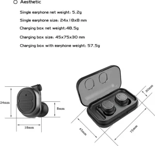 DrPhone GearX8 Draadloze Bluetooth Earbuds Wit