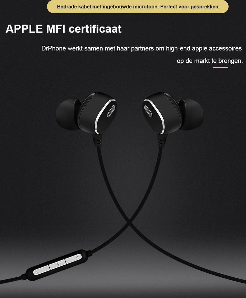 DrPhone LEGENDX A11 In-Ear Oordoppen Lightning Zwart