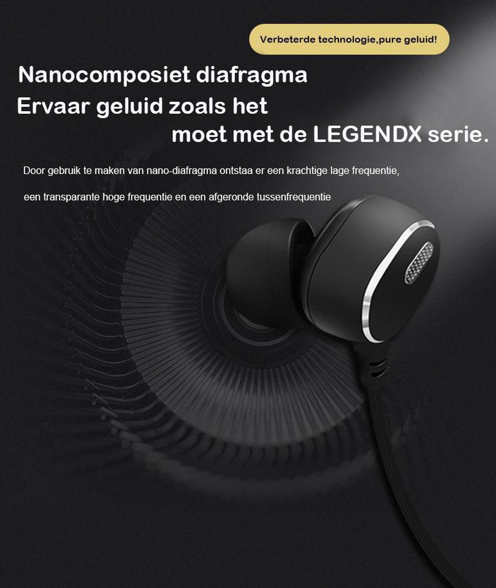 DrPhone LEGENDX A11 In-Ear Oordoppen Lightning Zwart
