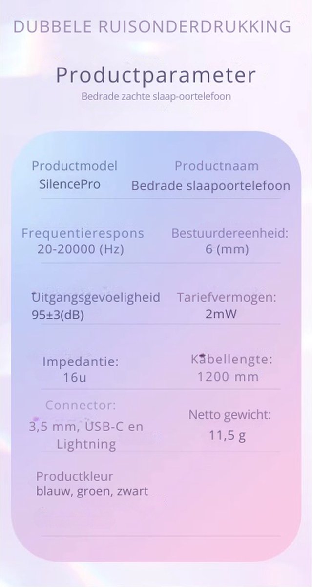 DrPhone SilencePro Lightning In-Ear Oordoppen Zwart