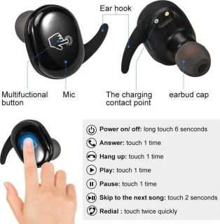 DrPhone TWS Draadloze Oordopjes Bluetooth 5.0 Zwart
