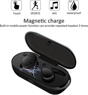 DrPhone TWS Draadloze Oordopjes Bluetooth 5.0 Zwart