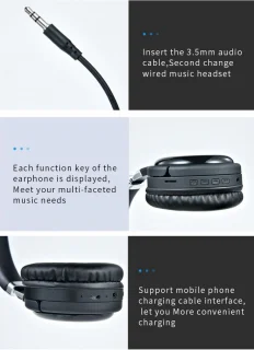 DrPhone WH1 Bluetooth Koptelefoon Zwart