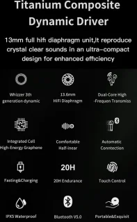 DrPhone WHIZ2 Draadloze In-Ear Oordoppen Groen