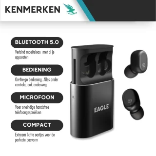 Eagle F12 Draadloze In-Ear Oordopjes Zwart