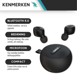 Eagle X12 Draadloze In-Ear Oordopjes Zwart