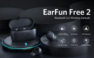 EarFun Free 2 Bluetooth In-ear Oordopjes Zwart