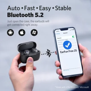 EarFun Free 2S Bluetooth oordopjes zwart