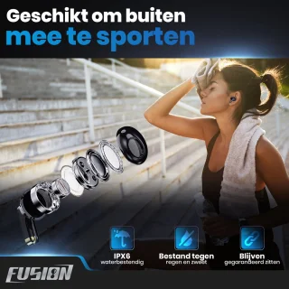 EarHackz Fusion Draadloze Sport Oordopjes Zwart