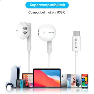Earphones Wired USB-C met microfoon 120CM kabel