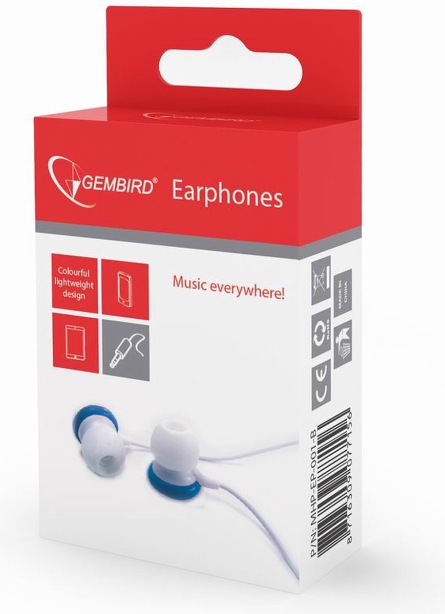 Gembird MHP-EP-001-B In-ear Oordopjes Blauw