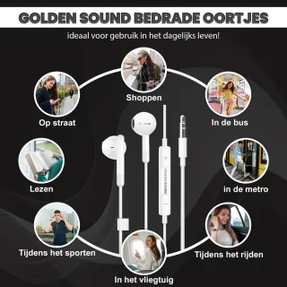 Golden Sound Bedrade Oordopjes met Microfoon 3.5mm Jack
