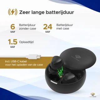 Golden Sound Sleep Plugs draadloze oordopjes zwart