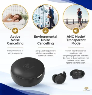 Golden Sound Sleep Plugs draadloze oordopjes zwart