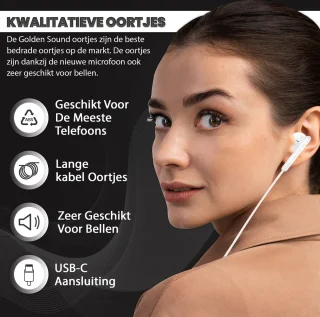 Golden Sound USB-C bedrade oordopjes met microfoon