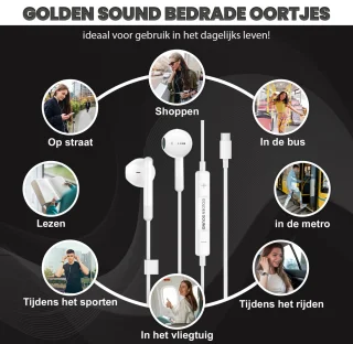 Golden Sound USB-C bedrade oordopjes met microfoon