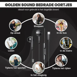 Golden Sound USB-C bedrade oordopjes zwart