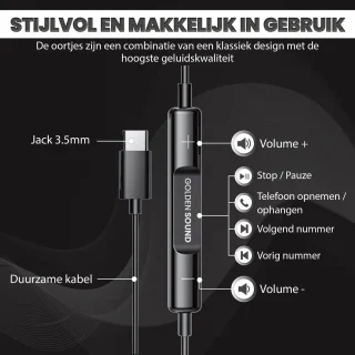 Golden Sound USB-C bedrade oordopjes zwart