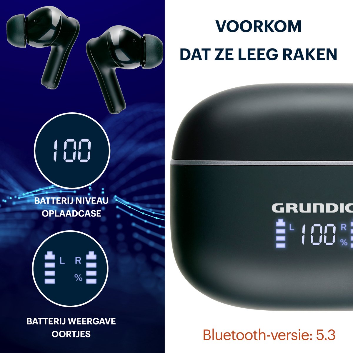 Grundig Bluetooth Oordopjes Draadloos met Oplaadcase