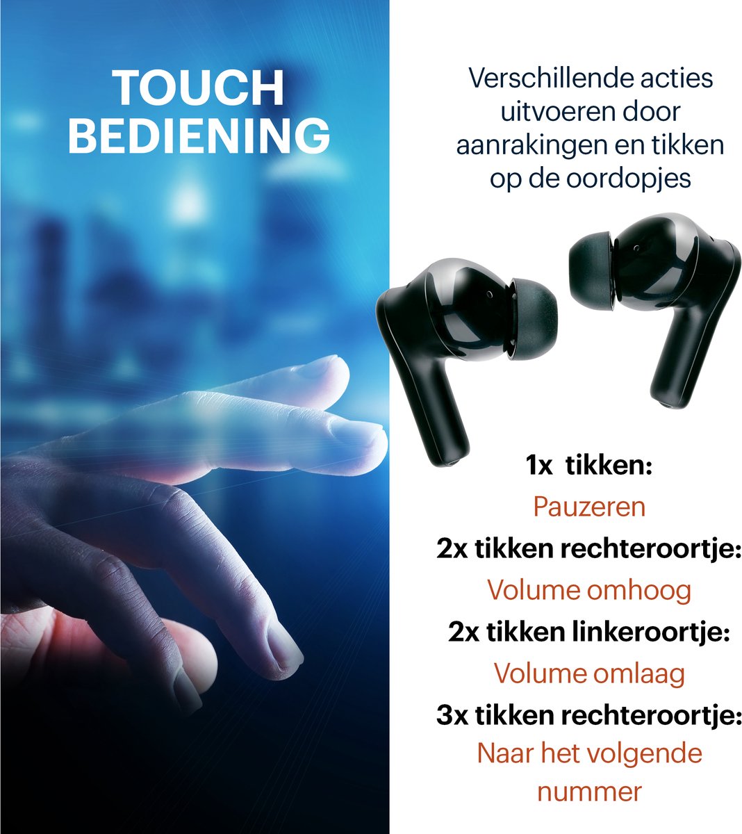 Grundig Bluetooth Oordopjes Draadloos met Oplaadcase