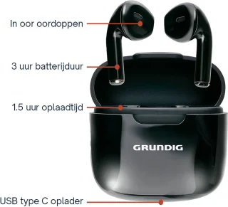 Grundig Draadloze Bluetooth In Ear Oordopjes met Oplaadcase