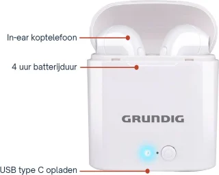 Grundig Draadloze Bluetooth In Ear Oordopjes met Oplaadcase