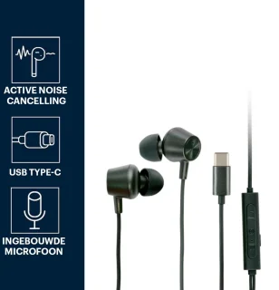 Grundig USB C In-Ear Oordopjes met Microfoon Zwart