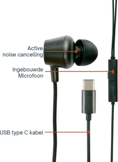 Grundig USB C In-Ear Oordopjes met Microfoon Zwart