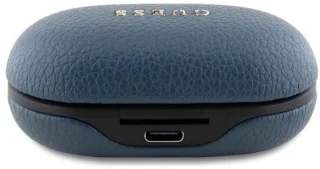 Guess Grained Classic Logo Bluetooth Headphones TWS Docking Station Blauw