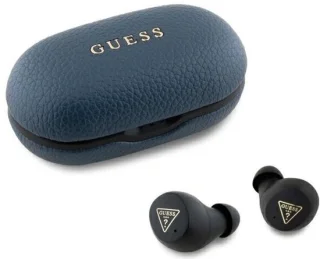 Guess Grained Classic Logo Bluetooth Headphones TWS Docking Station Blauw