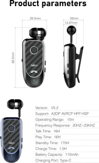 hileo hi60 Bluetooth clip headset zwart